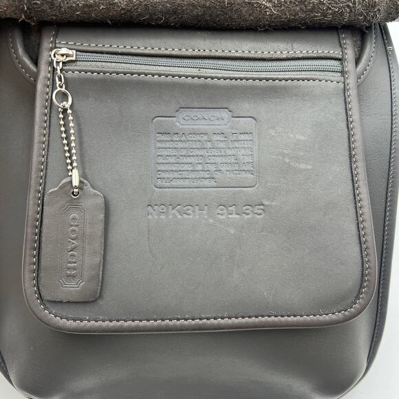 Vintage Coach Small Hippie Flap Bag Slim Saddle #9135 Leather Crossbody Gray - Picture 4 of 9